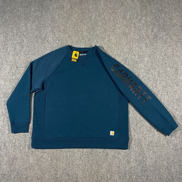 Carhartt Midweight Logo Sleeve Graphic Sweatshirt Womens 2X Relaxed Fit Blue NWT - Picture 3 of 16